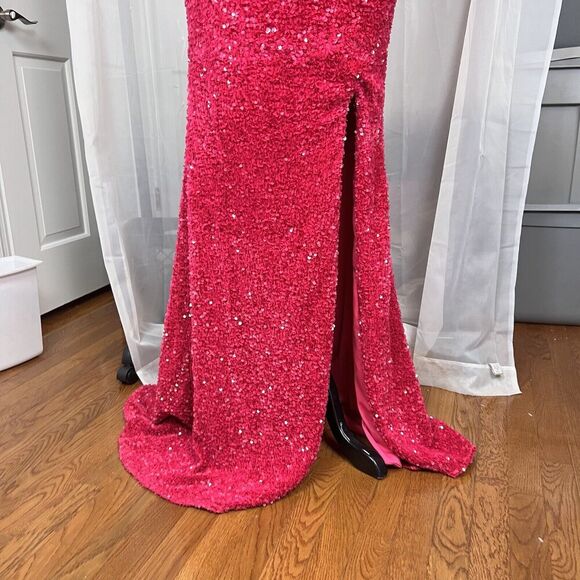 Zapaka hot barbie pink sequin prom dress formal one shoulder strappy back MD - Picture 5 of 12